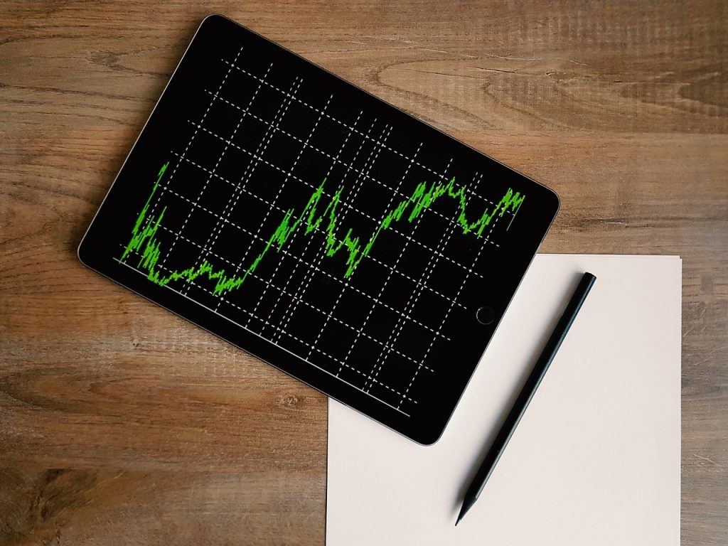 schermata di un tablet che mostra un grafico fatto